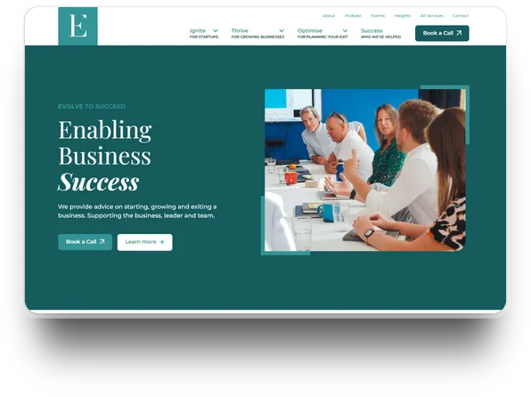 The new Evolve website homepage