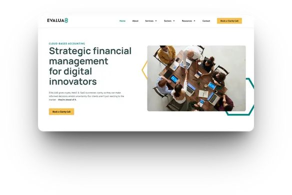The new Evalua8 website homepage