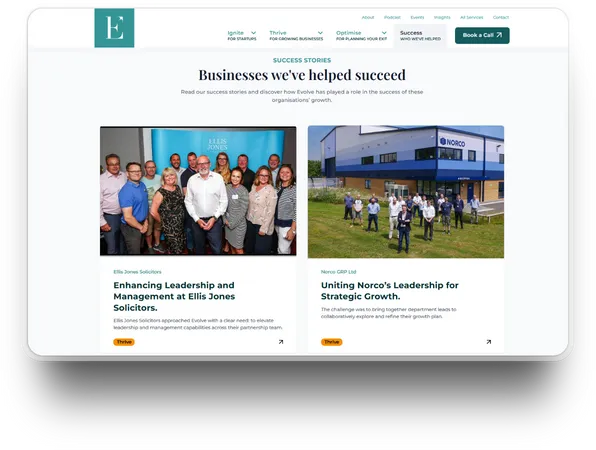An Evolve website page